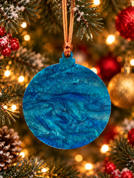 Handmade Wooden & Acrylic Christmas Ball Ornament – Laser Cut Holiday Decoration