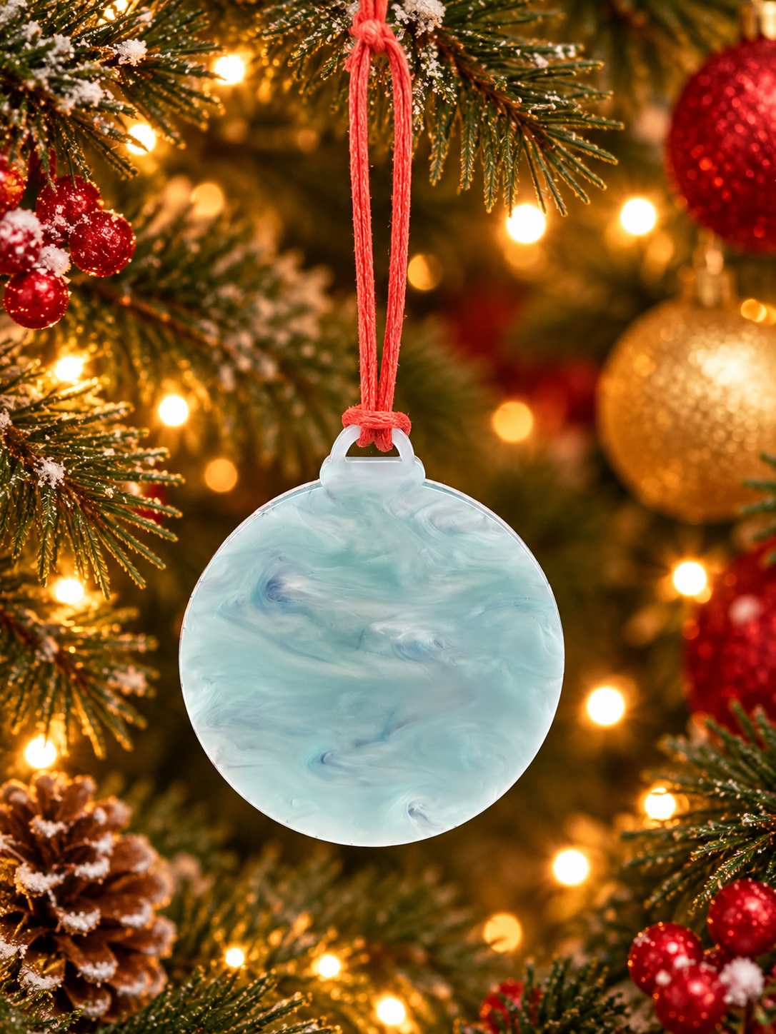 Let It Snow Christmas Ornament – Layered Wood & White Crystal Acrylic