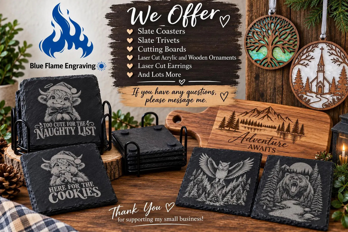 Highland Cow Slate Coaster Set,All the good ones are a little crazy,Laser Engraved Rustic Farmhouse Decor